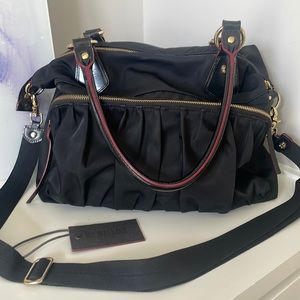 MZ Wallace Top Handle Belle Nylon Tote Bag. Large. Black.